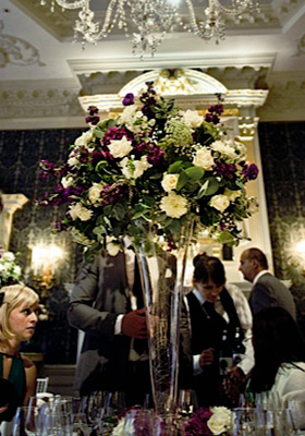 Jen Jakobsen Floral Construction Home page flowers: Claridges wedding reception