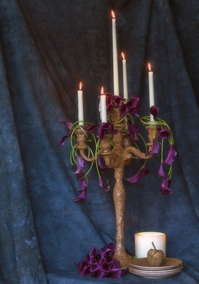 Jen Jakobsen Floral Construction: Home page - candelabra with calla lillies